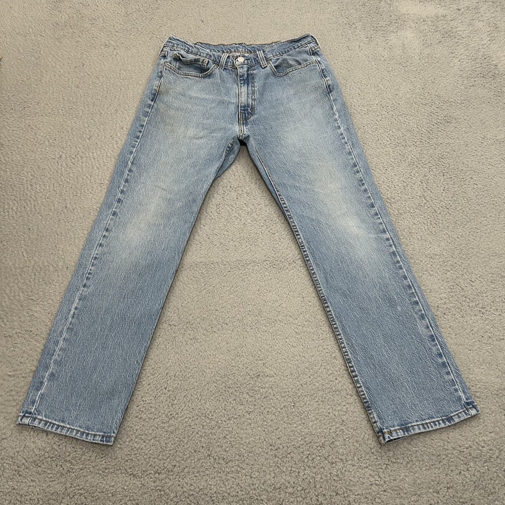 Levis Jeans Mens 34x30 Blue Denim 514 Slim Straight Light Wash Stretch American